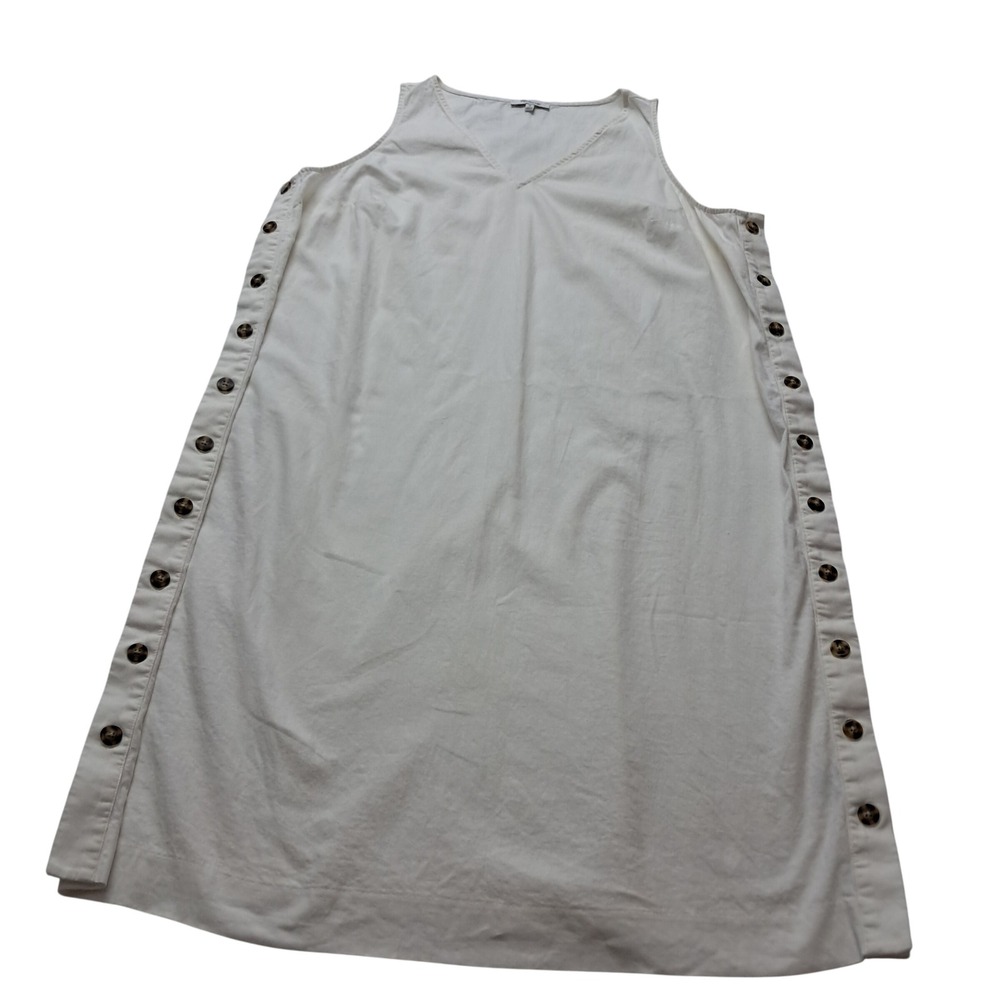 Madewell Linen Cotton Side Button Midi Dress Womens 2X White Sleeveless Vacation